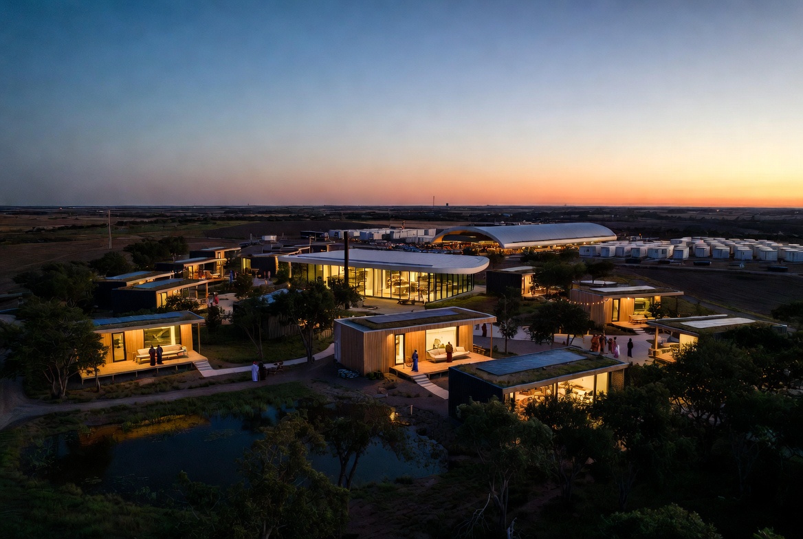 Land, energy, compute, and a village at dusk